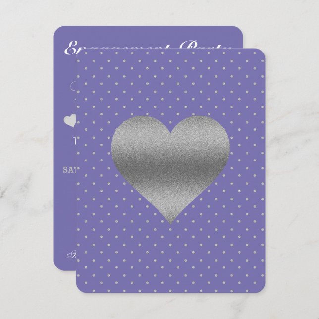 BRIDE Lila Plum Silver Polka Dot Dusche Party Einladung (Vorne/Hinten)