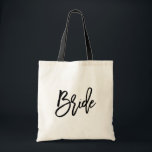 Bride Modern Brush Script Tragetasche<br><div class="desc">Moderne Trendy Brush Script Bride Tote Bag - Schwarze Hand</div>
