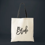 Bride Modern Brush Script Tragetasche<br><div class="desc">Moderne Trendy Brush Script Bride Tote Bag - Schwarze Hand</div>