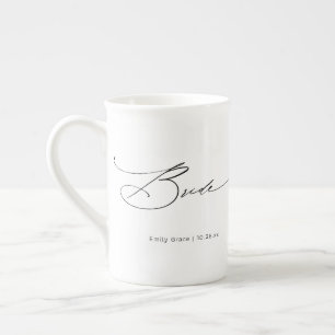 Bride Modern Eleganter Script Wedding Individuelle Prozellantasse