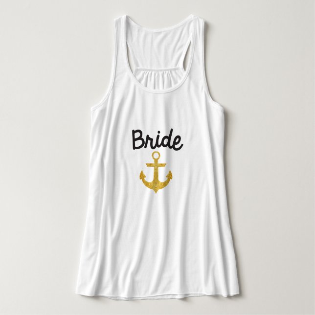 Bride Nautical Anchor Gold Foil Tank (Design Vorderseite)