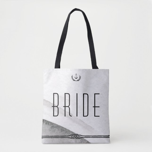 Bride Nautical Wedding Bags grau und weiß (Vorderseite)