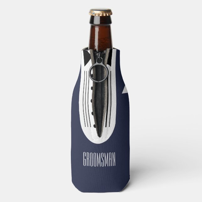 BRIDE Navy Blue Wedding Brautparty Trauzeuge Flaschenkühler (Flasche Rückseite)