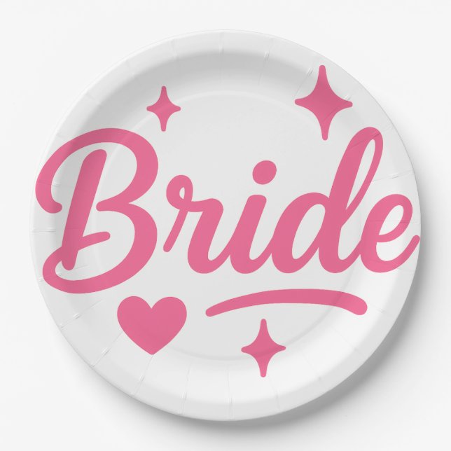 Bride Neon Pink Pappteller (Vorderseite)