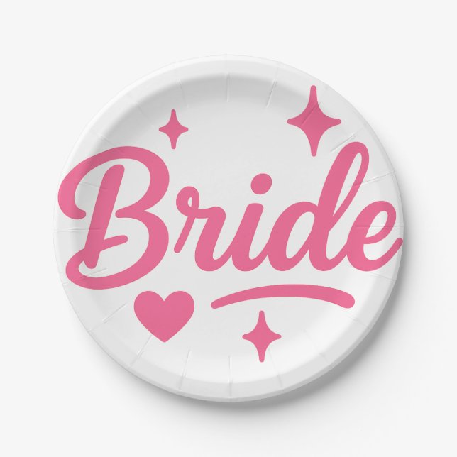 Bride Neon Pink Pappteller (Vorderseite)