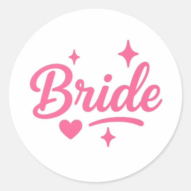 Bride Neon Pink Script Runder Aufkleber (Vorderseite)