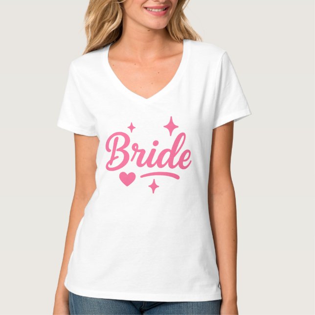 Bride Neon Pink Script T-Shirt (Vorderseite)