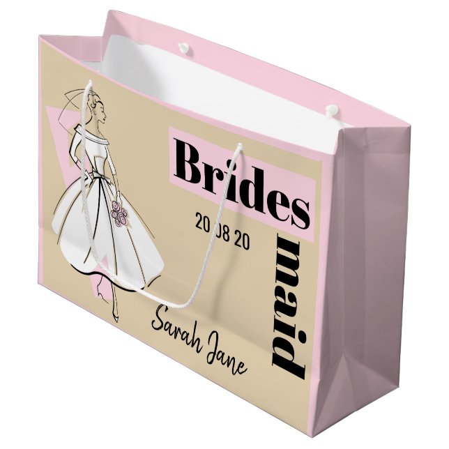 Bride neutrale Bridesmaid große rosa Geschenktüte (Vorderseite Schrägansicht)