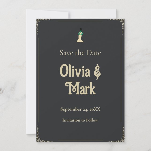 Bride of Frankenstein Save the Date | Gothic Einladung (Vorderseite)