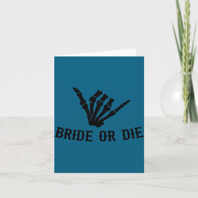 Bride Or Die Rockstar Skeleton Bachelorette Party  Karte (Vorderseite)