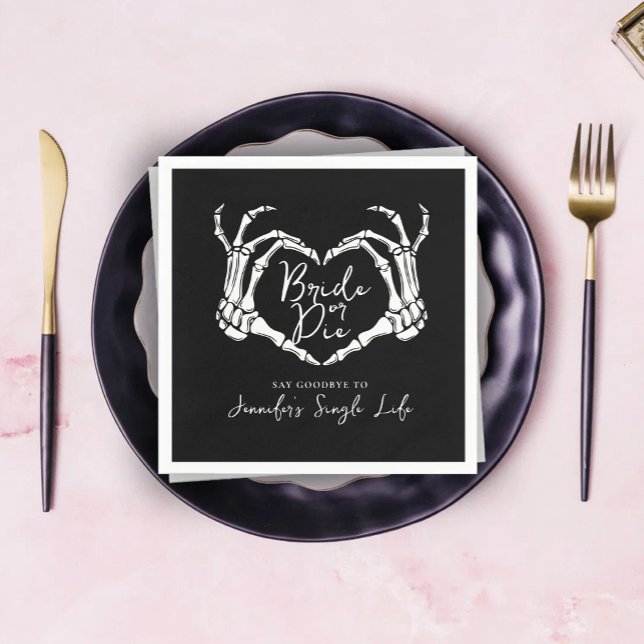 Bride or Die Skeleton Heart Bachelorette Party Serviette (Von Creator hochgeladen)
