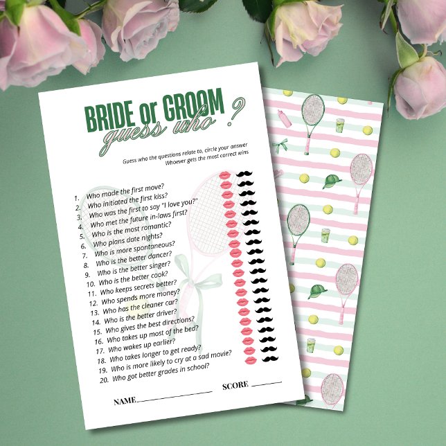 Bride or Groom Guess Who Game Card | Tennis Theme  (Von Creator hochgeladen)