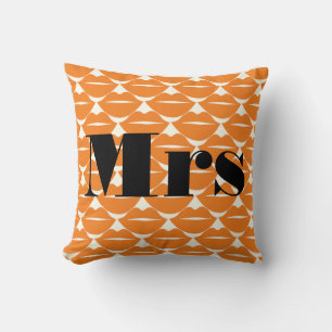 Bride Orange und Ivory Mrs Lips Pattern Kissen