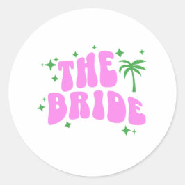 bride palm springs bachelorette party retro pink runder aufkleber