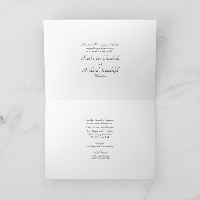 Bride Parents formale White Wedding Card Karte (Innenseite)
