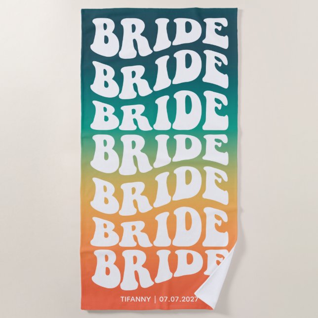 Bride Pastel Gradient Retro Custom Strandtuch (Vorderseite)