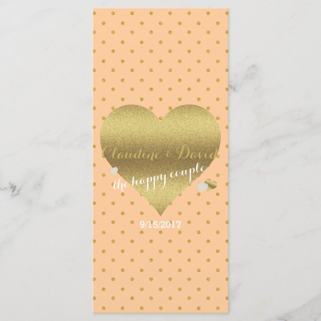 BRIDE Peach & Gold Brautparty Zeremonie Programm (Vorderseite)