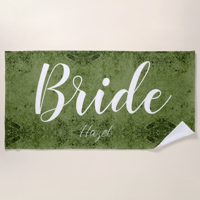 Bride Personalisiert Bachelorette Bride Script Whi Strandtuch (Vorderseite)