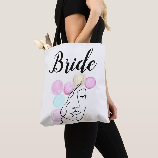 Bride Pink Gray Typografy Elegante Wedding Tasche  (Von Nahem)