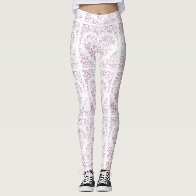 Bride Pink Heart Handmade Yoga Pants Leggings Gym (Vorderseite)