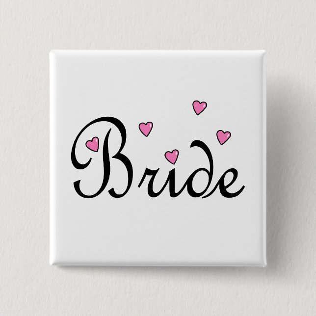 Bride Pink Hearts Button (Vorderseite)