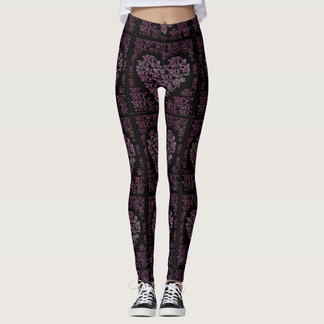 Bride Pink Hearts Handmade Yoga Pants Leggings (Vorderseite)