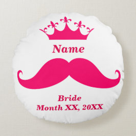 Bride Pink Mustache Round Throw Pillow Rundes Kissen
