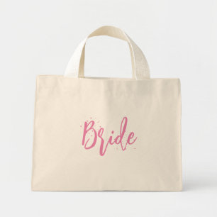 Bride Pink Niedlich Fun Kalligrafie Einfache Skrip Mini Stoffbeutel