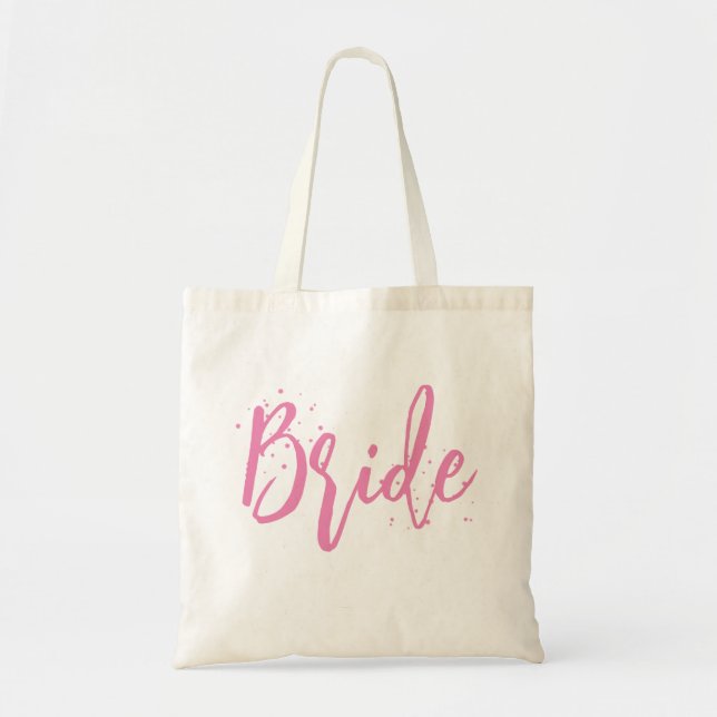 Bride Pink Niedlich Fun Kalligrafie Einfache Skrip Tragetasche (Vorne)