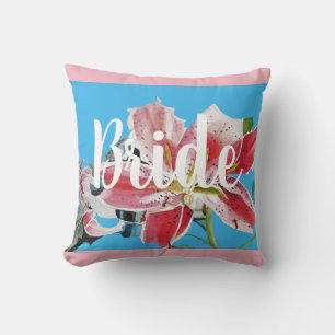 Bride Pink Retro Lily florale Hochzeitsdekissen Ki Kissen