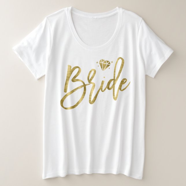 Bride Plus-Size V-Neck T - Shirt Imitate Gold Bril (Design vorne)