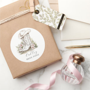 Bride Posse Cowgirl Hat Boots Individuelle Name Runder Aufkleber