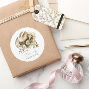 Bride Posse Floral Cowgirl Individuelle Name Runder Aufkleber