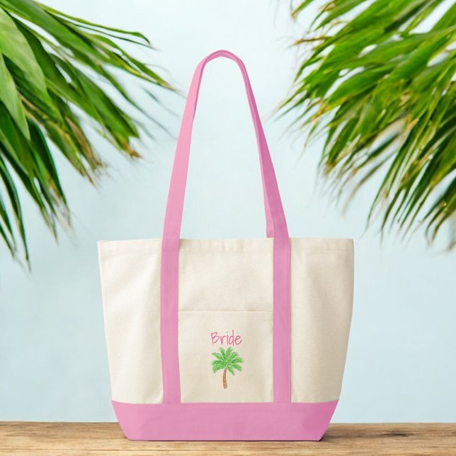 Bride Preppy Palm Tree Honeymoon Tragetasche (Von Creator hochgeladen)