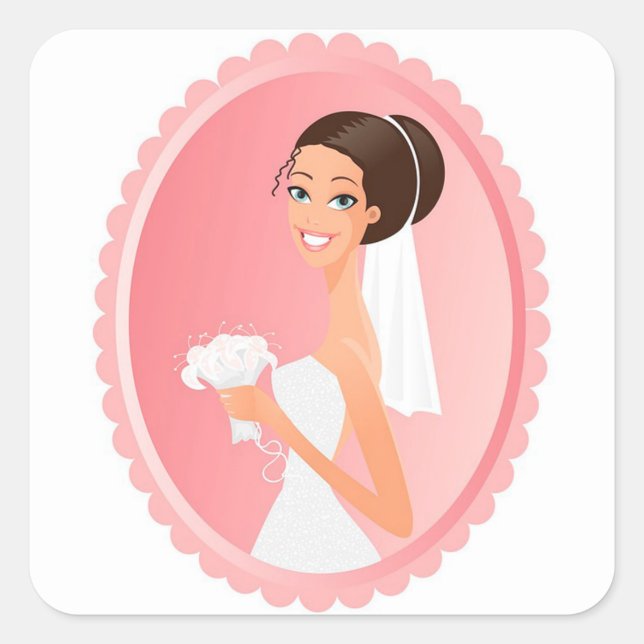 Bride Quadratischer Aufkleber (Vorderseite)