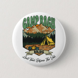 Bride Retro Camp Bach Party Camping Bachelorette 2 Button