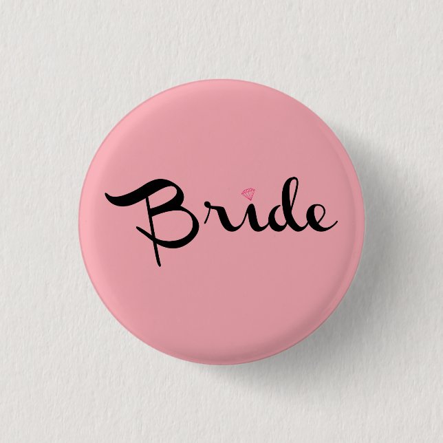 Bride Retro Script Pink Button (Vorderseite)