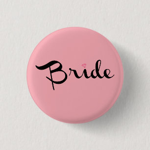 Bride Retro Script Pink Button