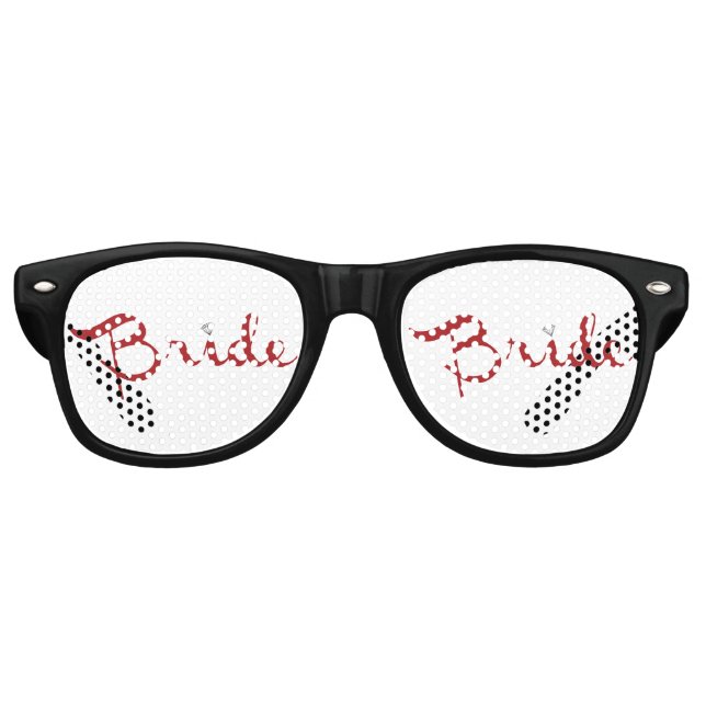 Bride Retro Script Red Partybrille (Vorderseite)