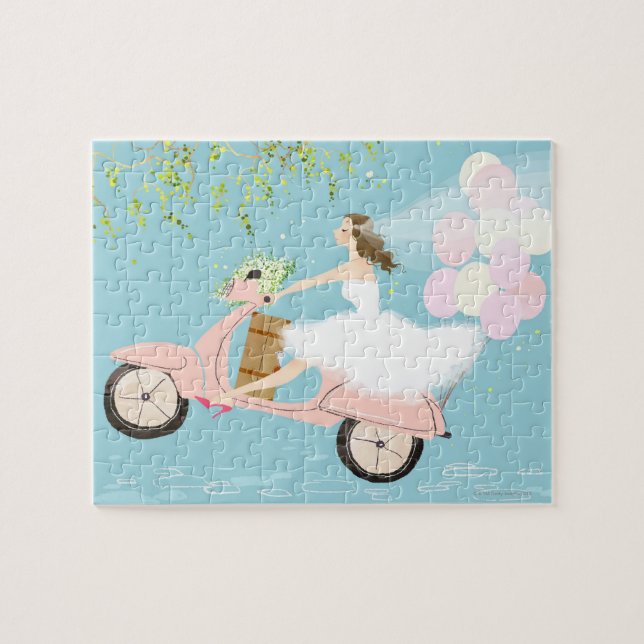 Bride Ride a Scooter Puzzle (Horizontal)