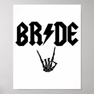 Bride Rock'n'Roll Skeleton Hand Halloween Bachelor Poster