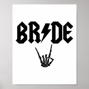 Bride Rock'n'Roll Skeleton Hand Halloween Bachelor Poster