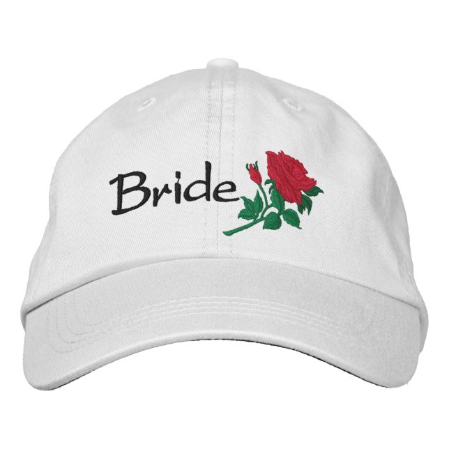 Bride-Rote Rose bestickt mit Hochzeitskappe Bestickte Kappe (Vorderseite)