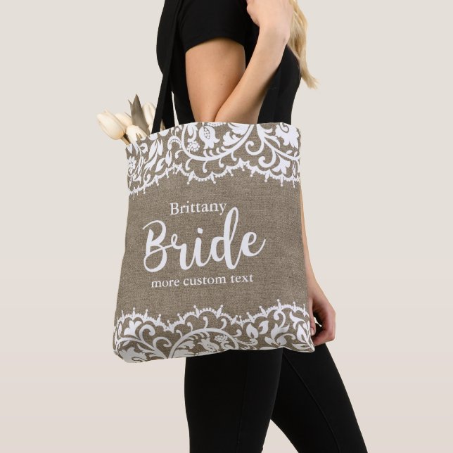 Bride Rustic Lace Burlap Wedding Personalisiert (Von Nahem)