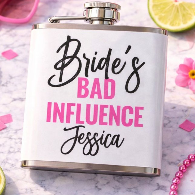 Bride’s Bad Influence Custom Bachelorette Party Flachmann (Von Creator hochgeladen)