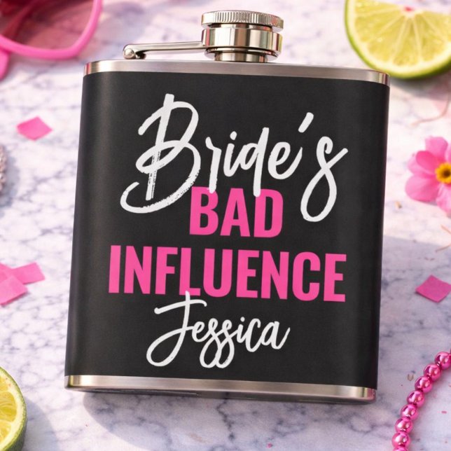 Bride’s Bad Influence Custom Bachelorette Party Flachmann (Von Creator hochgeladen)