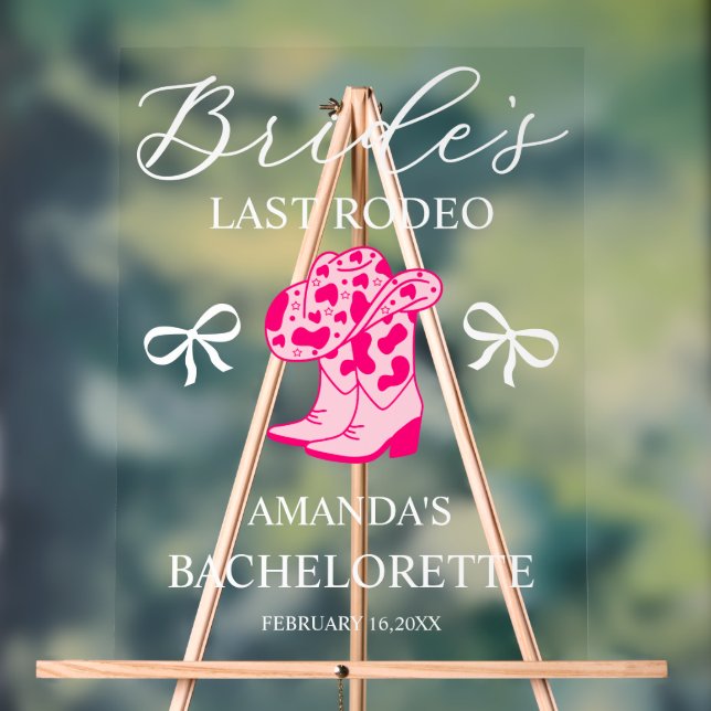 Bride’s Last Rodeo Personalized Bachelorette Party Acrylschild (Neutral)