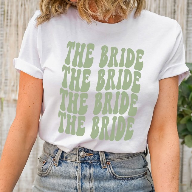 Bride Sage Green angepasstes Brautparty T-Shirt (Von Creator hochgeladen)