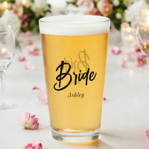 Bride Schwarz-weiß Script Wedding Glas