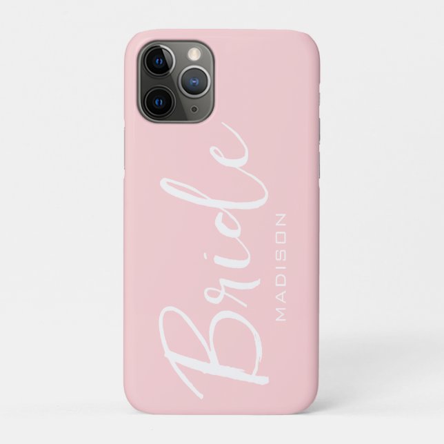 Bride Script Blush Pink Hochzeit Personalisiert Case-Mate iPhone Hülle (Rückseite)